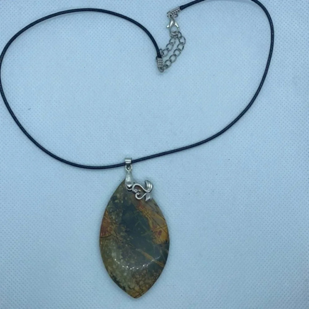 Large Natural colored Stone‎ pendant 18/20” necklace